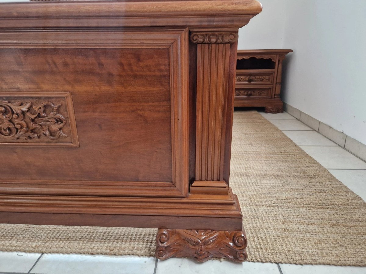 Antique Renaissance-style Bed And Wardrobes, King Size-photo-3