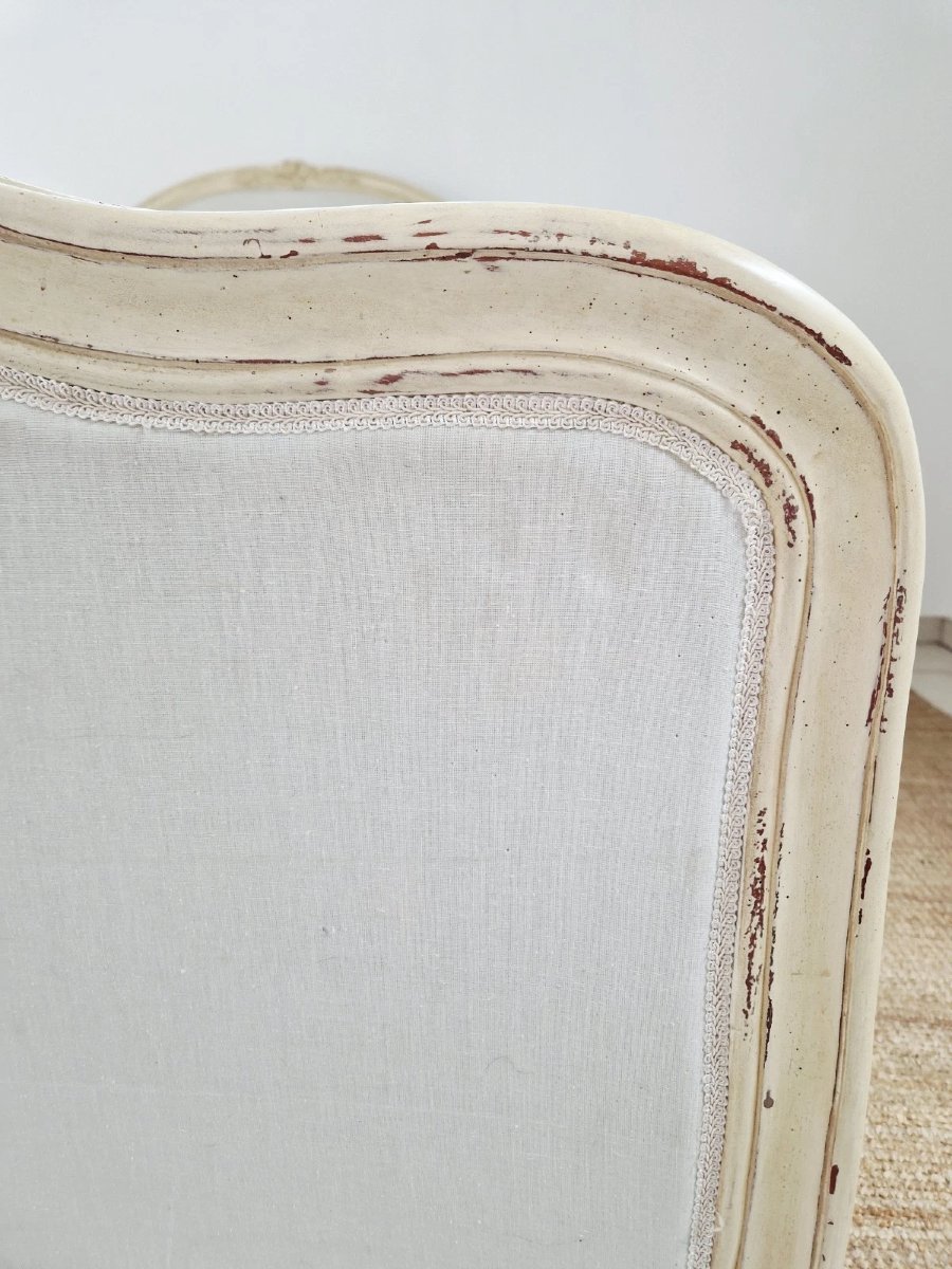 Antique French Upholstered Bed, White King-size Bed-photo-2