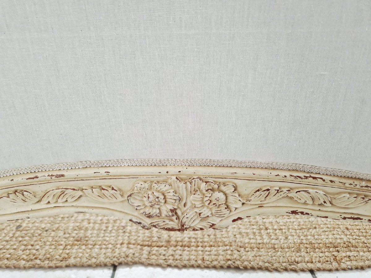 Antique French Upholstered Bed, White King-size Bed-photo-4