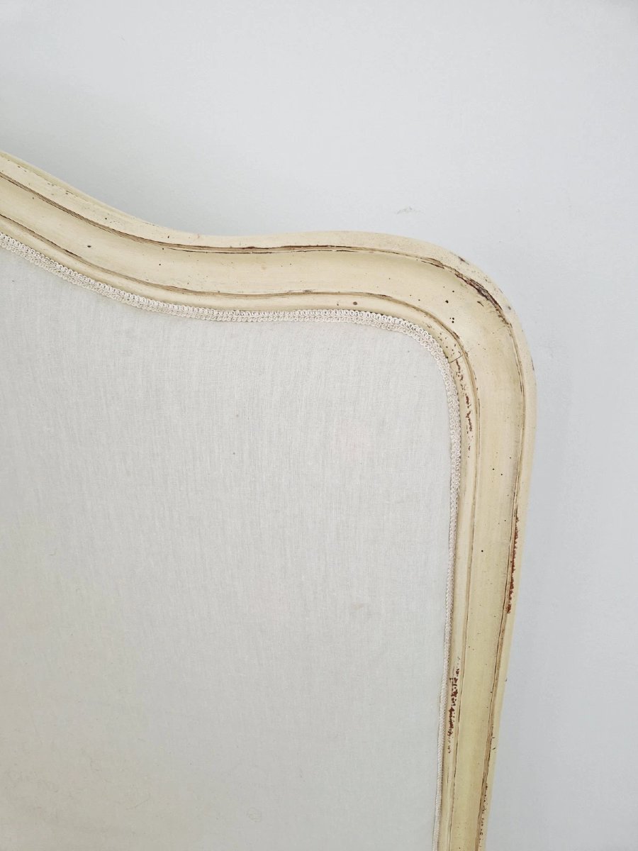 Antique French Upholstered Bed, White King-size Bed-photo-6