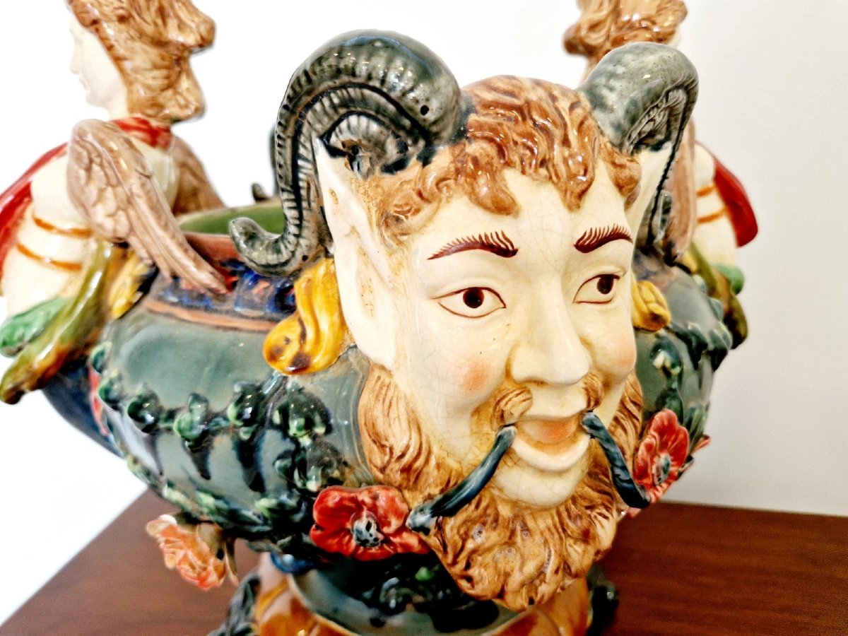 Jardinière en majolique de style Renaissance française-photo-4