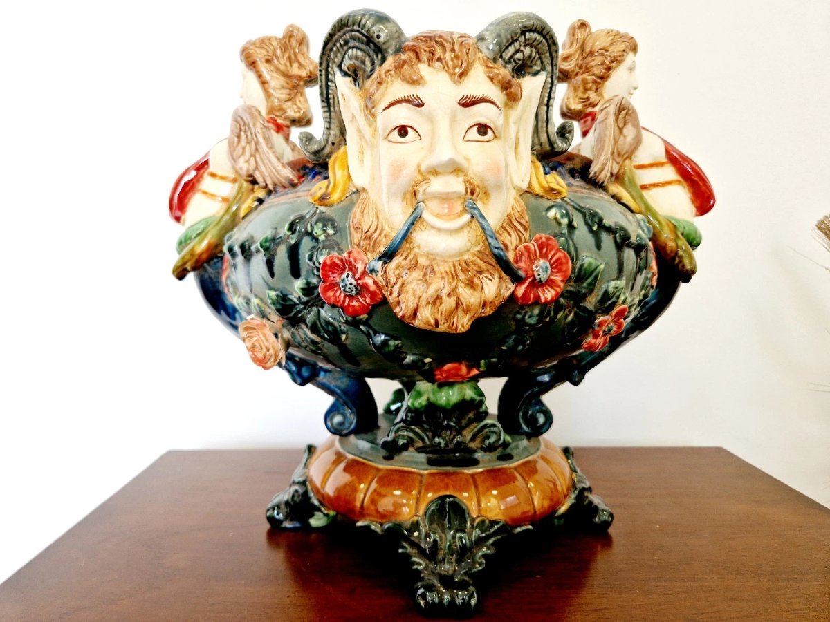 Jardinière en majolique de style Renaissance française-photo-1