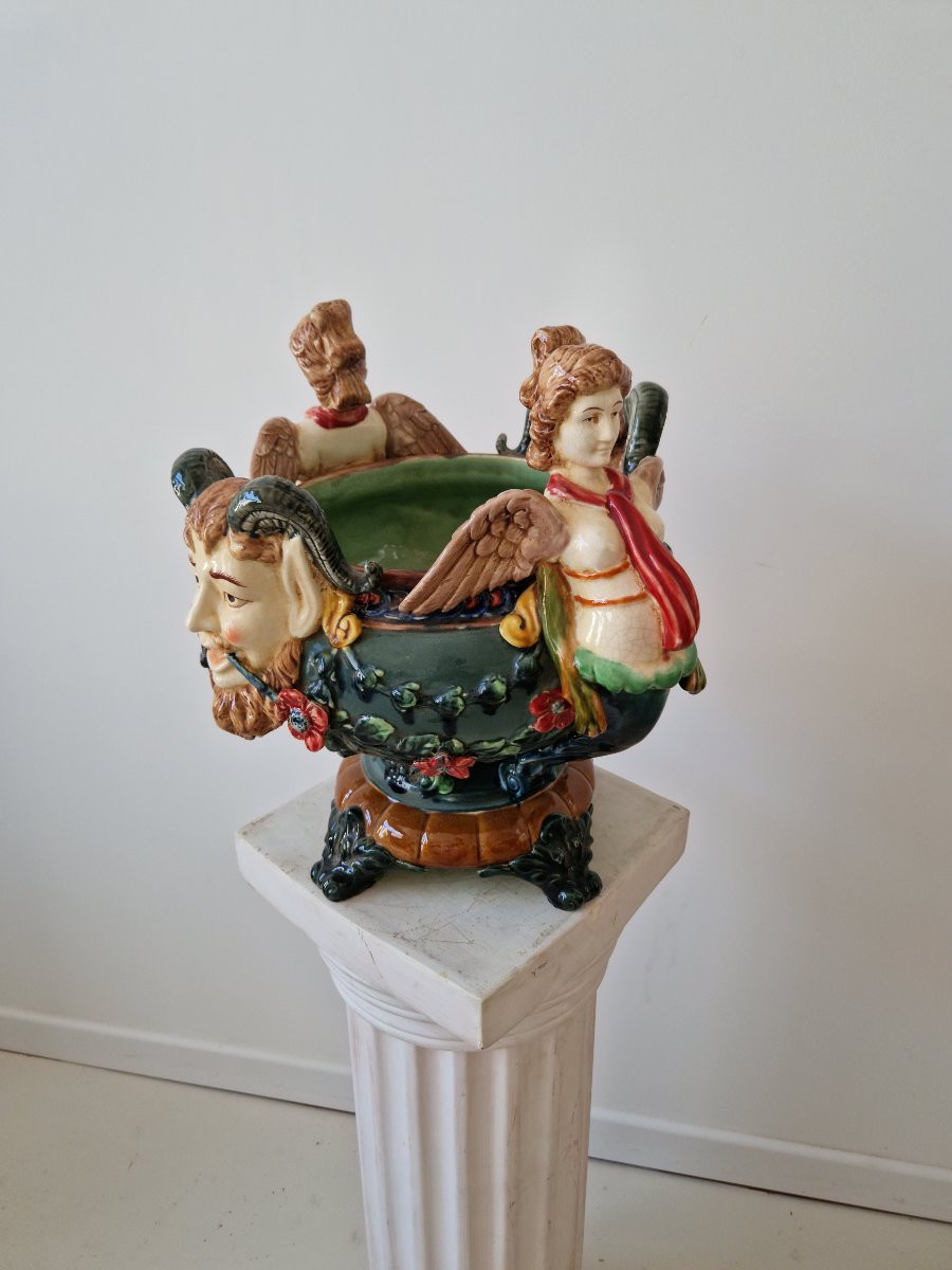 Jardinière en majolique de style Renaissance française-photo-4