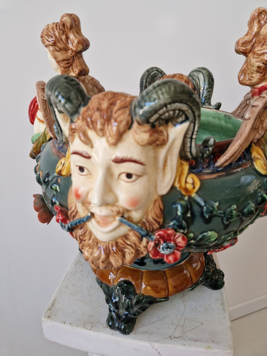 Jardinière en majolique de style Renaissance française-photo-5