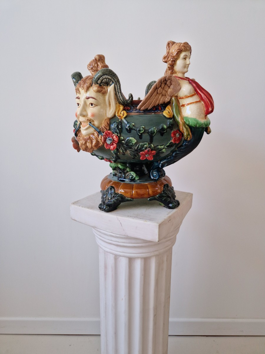 Jardinière en majolique de style Renaissance française