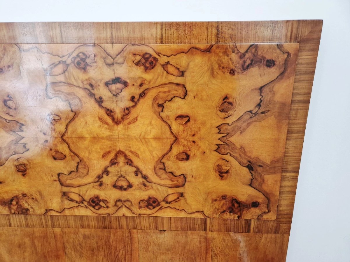 Art Deco King Size Bed In Blond Walnut Burl-photo-3