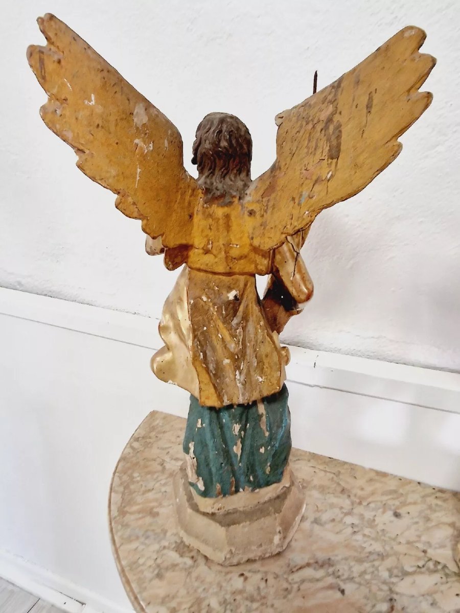 Pair Of Antique French Angel-shaped Torch Holders-photo-2