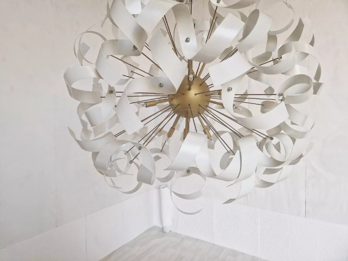 Large Vintage Sputnik-style Light Fixture, Space Era-photo-4