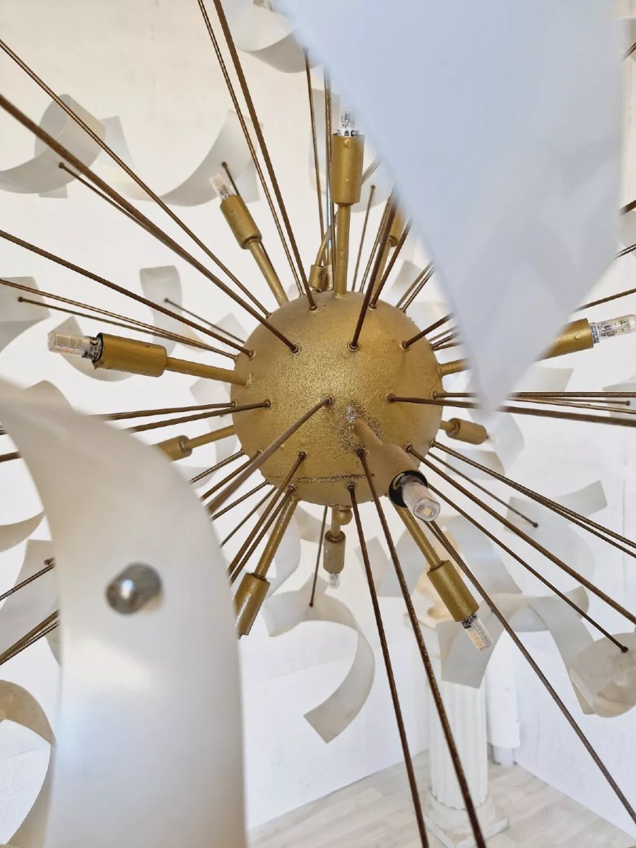 Large Vintage Sputnik-style Light Fixture, Space Era-photo-5