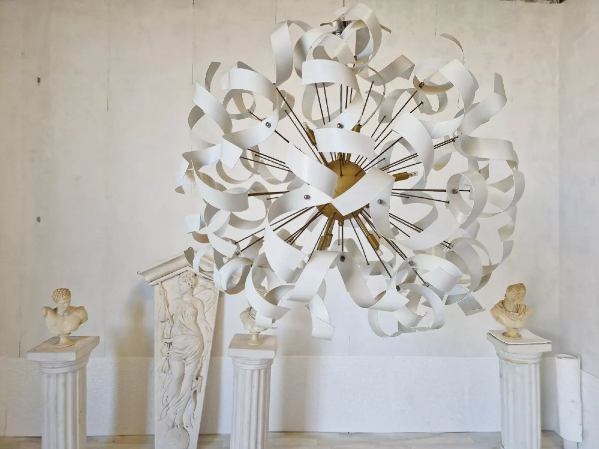 Large Vintage Sputnik-style Light Fixture, Space Era-photo-6