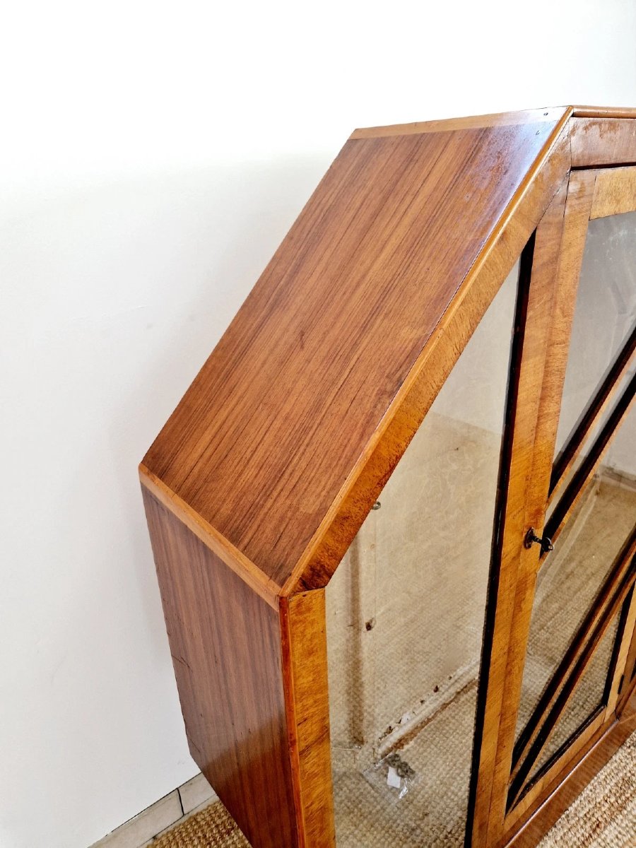 Art Deco Rurka Display Case In Walnut Burl-photo-1