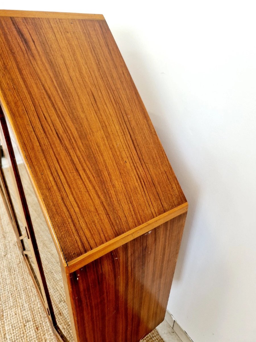 Art Deco Rurka Display Case In Walnut Burl-photo-5