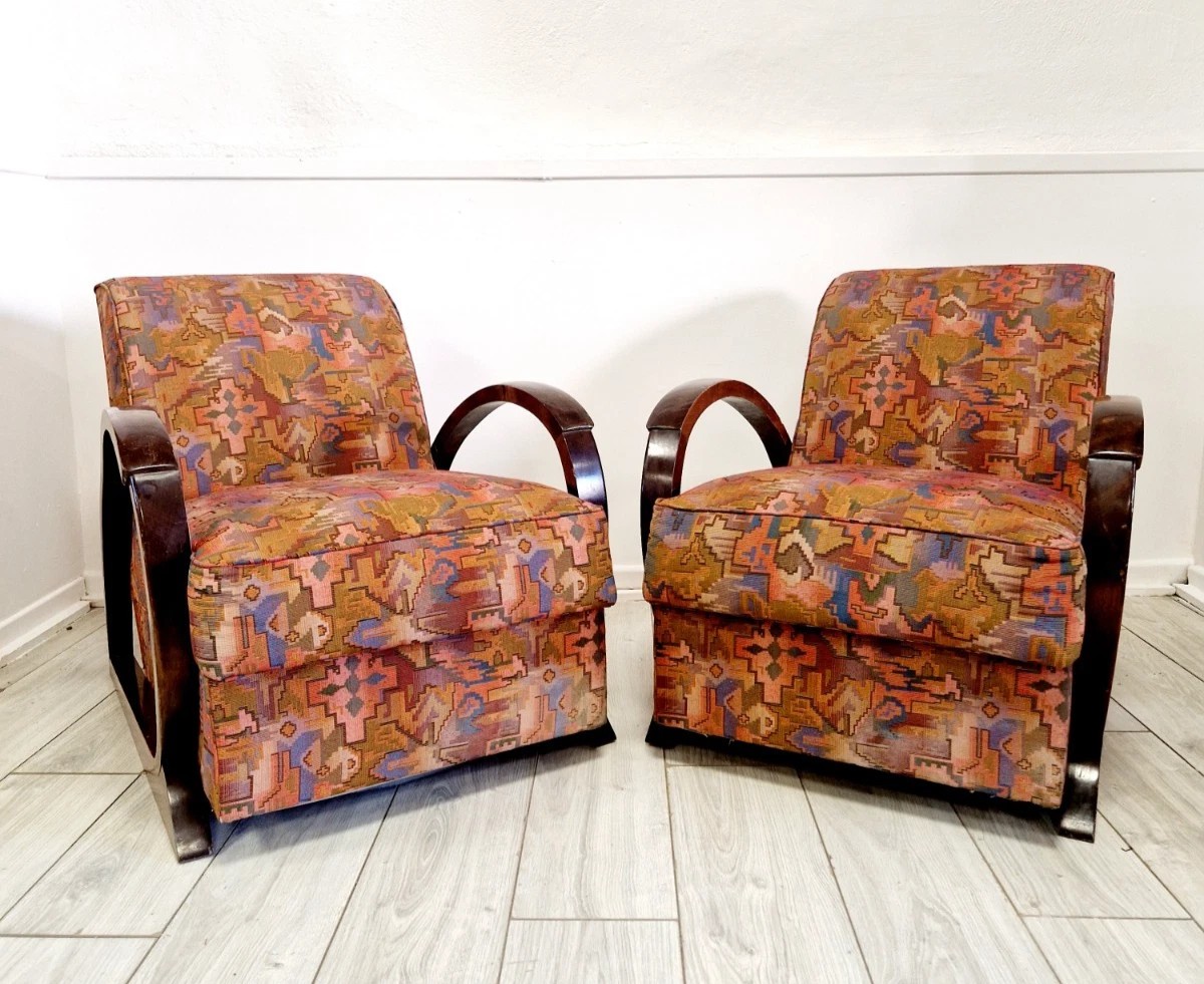 Pair Of Art Deco Armchairs 