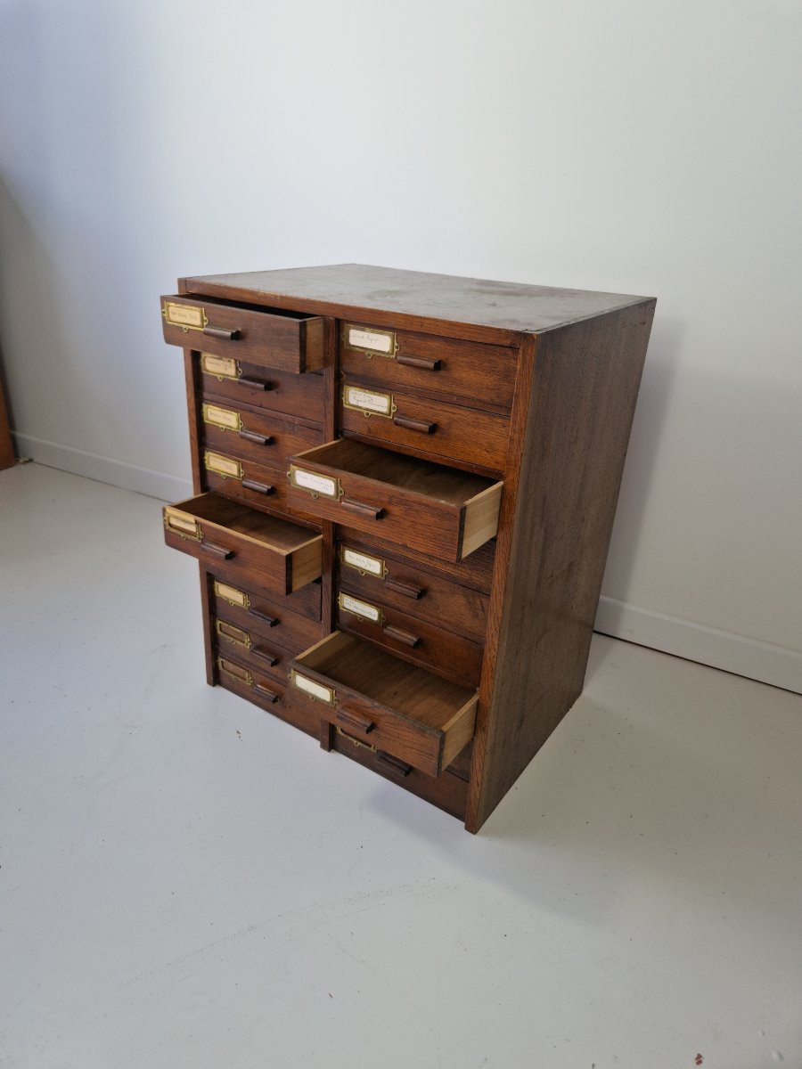 Armoire à dossiers en acajou ancien à 18 tiroirs-photo-7