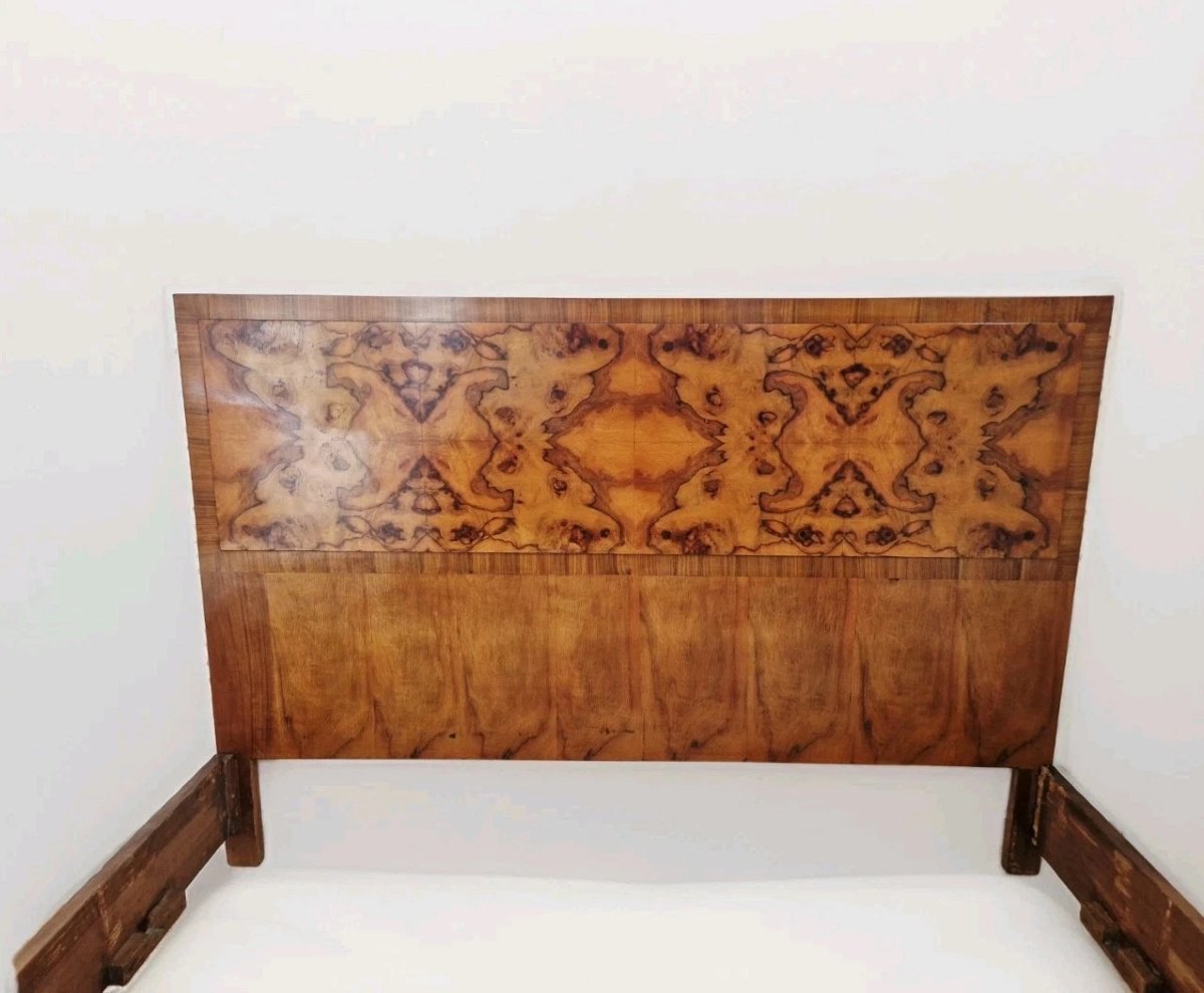 Art Deco King Size Bed In Blond Walnut Burl-photo-1