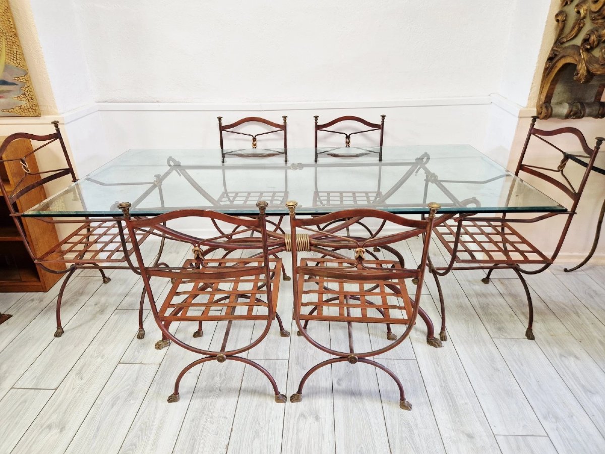 Table de salle à manger provençale vintage et 6 chaises-photo-3