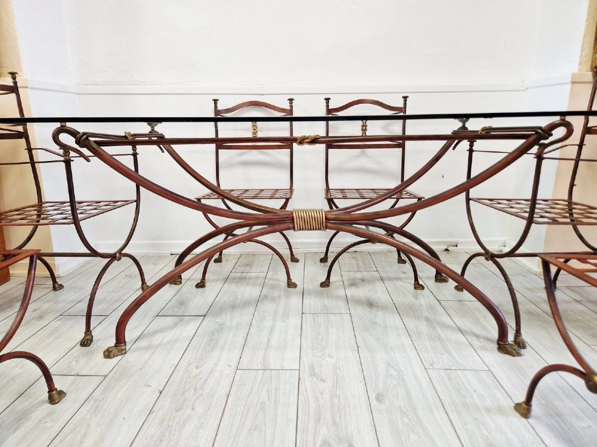 Table de salle à manger provençale vintage et 6 chaises-photo-1