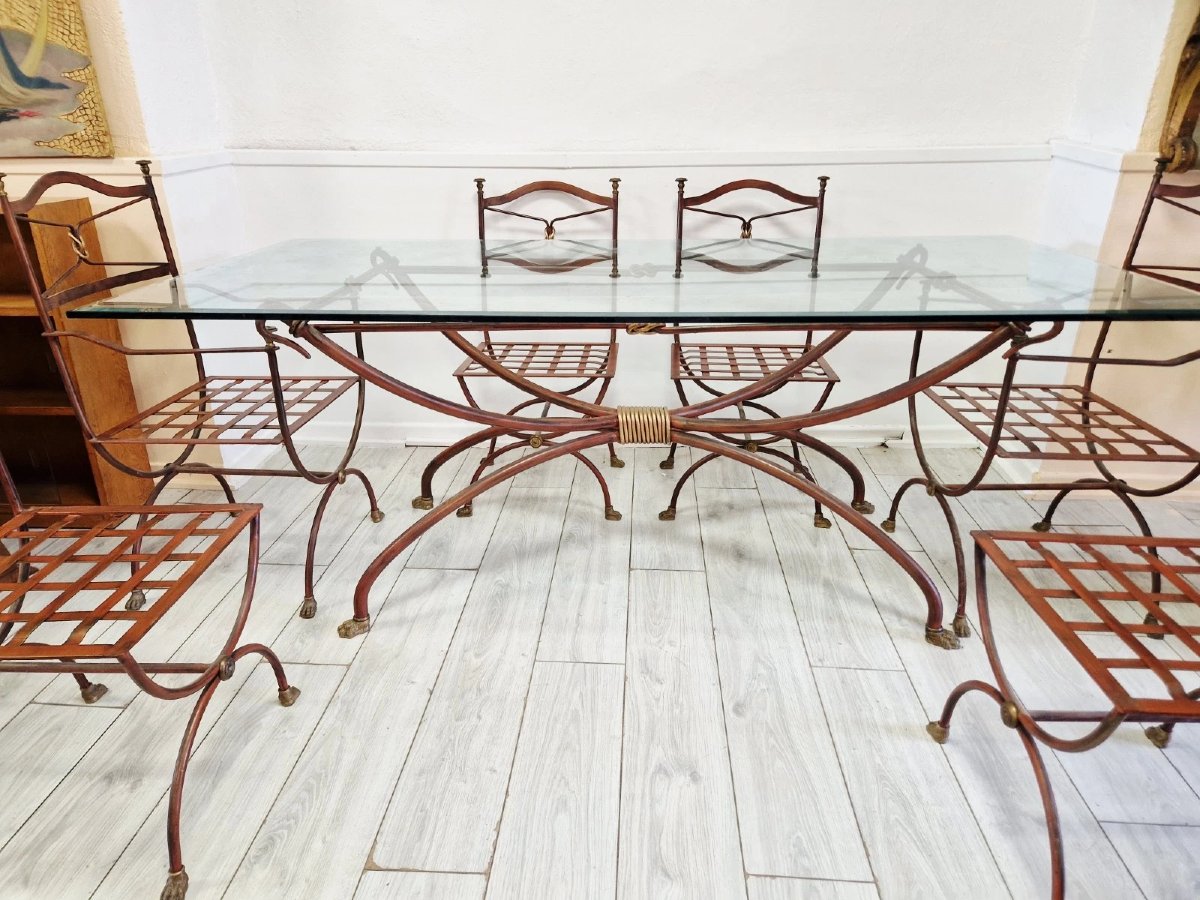 Table de salle à manger provençale vintage et 6 chaises-photo-2