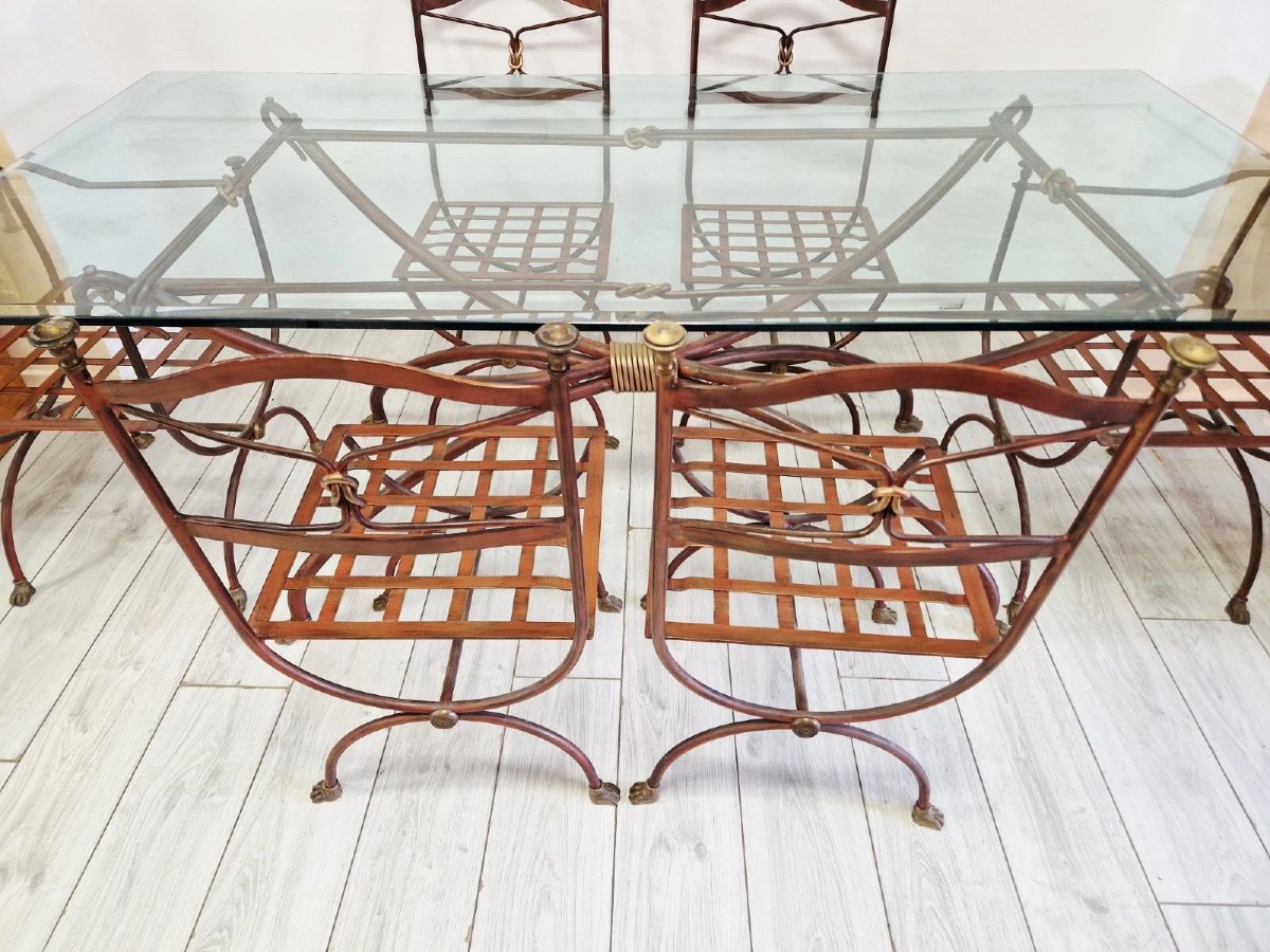 Table de salle à manger provençale vintage et 6 chaises-photo-4