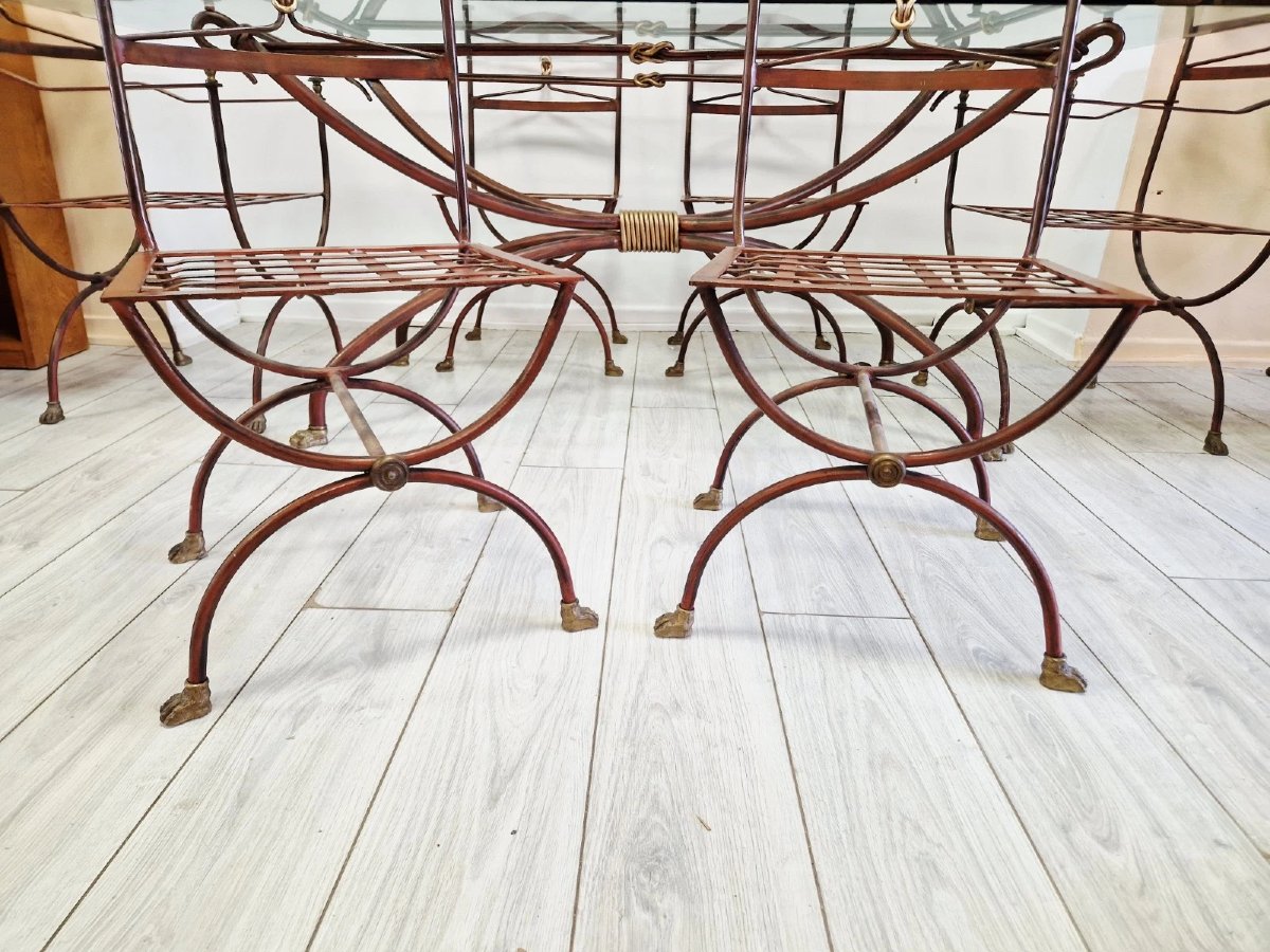 Table de salle à manger provençale vintage et 6 chaises-photo-5