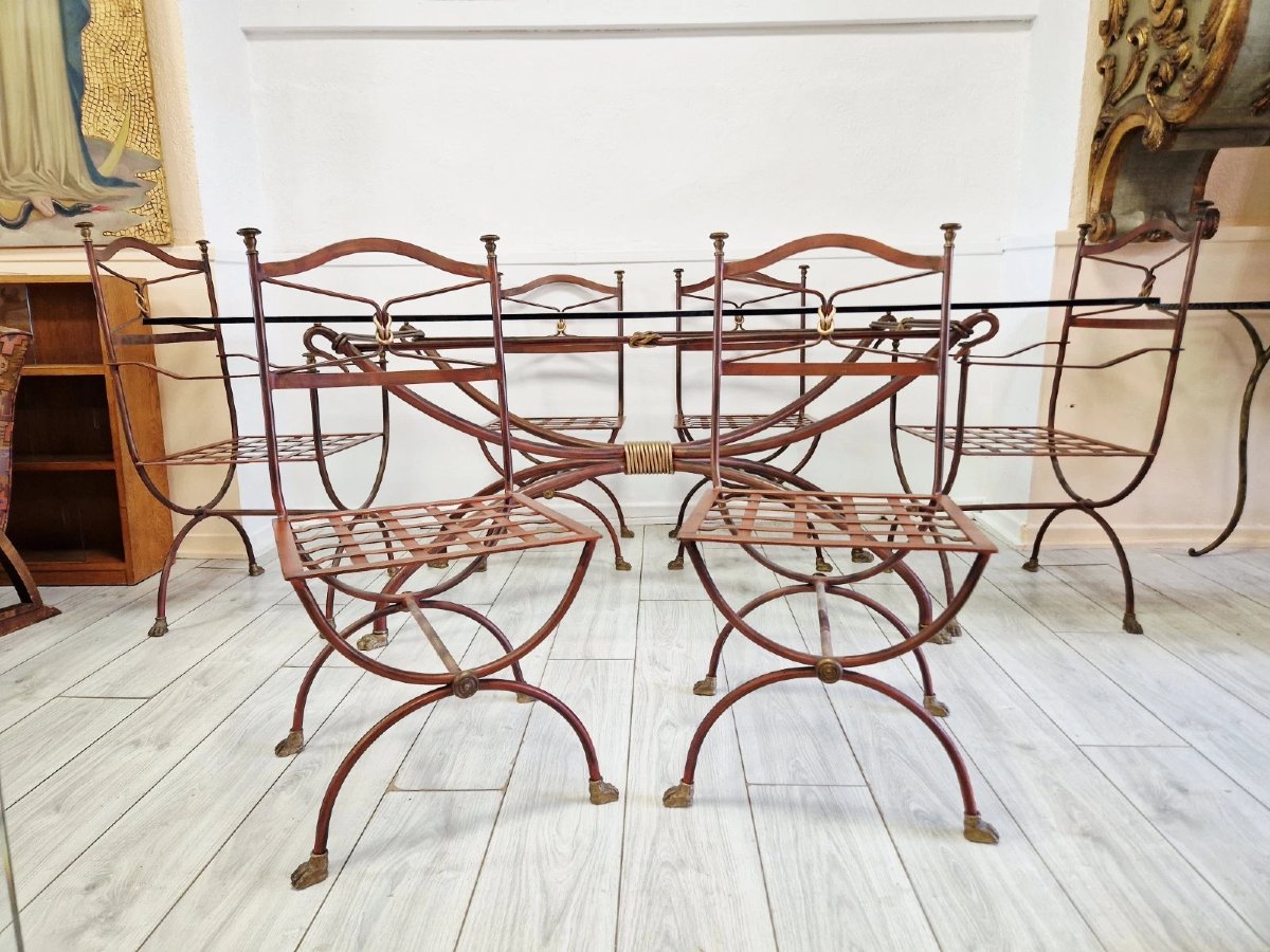 Table de salle à manger provençale vintage et 6 chaises-photo-7