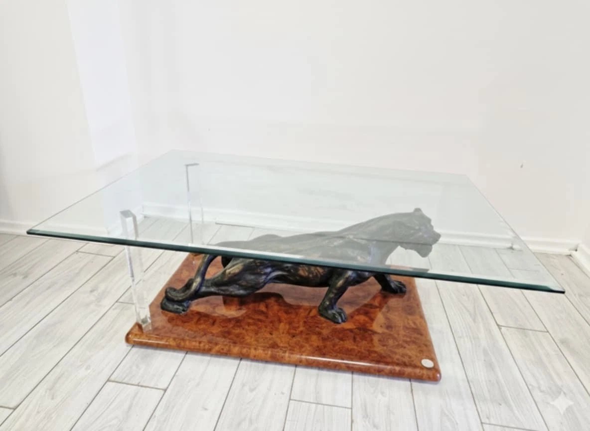 Claude Dallie Designer Coffee Table, Hollywood Regency Style-photo-3