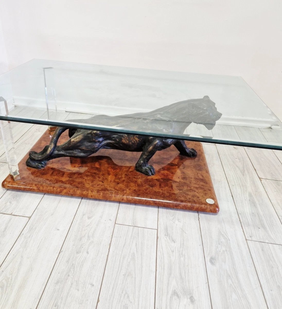 Claude Dallie Designer Coffee Table, Hollywood Regency Style-photo-1