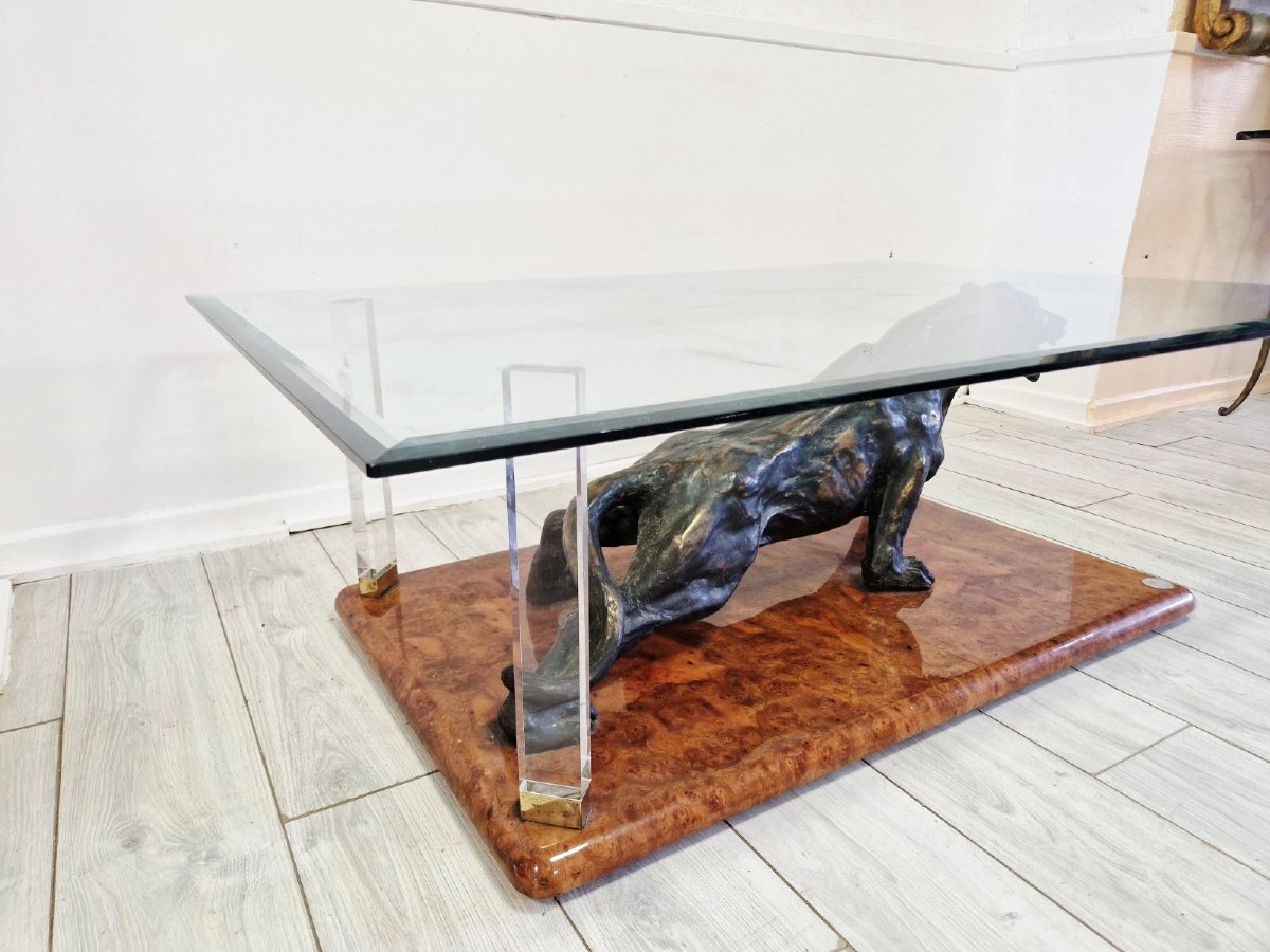 Claude Dallie Designer Coffee Table, Hollywood Regency Style-photo-7