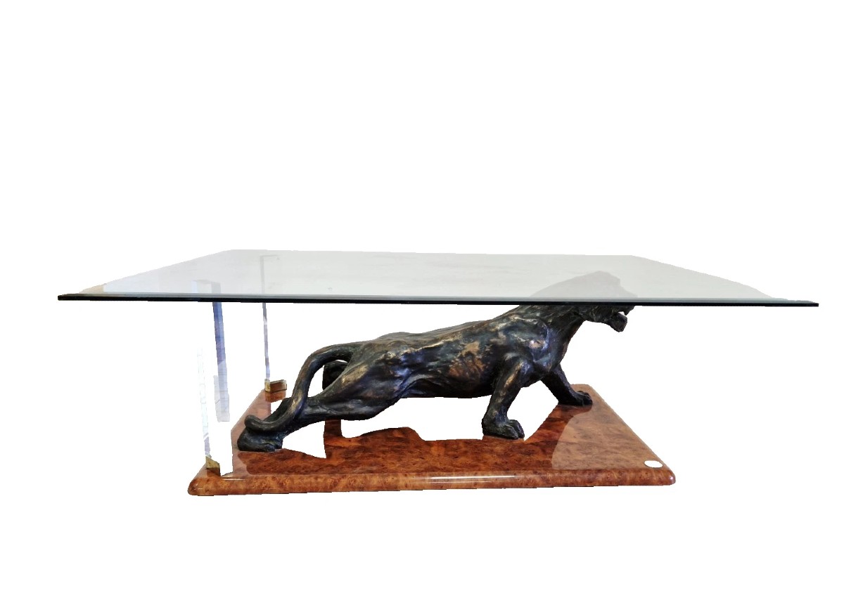 Claude Dallie Designer Coffee Table, Hollywood Regency Style