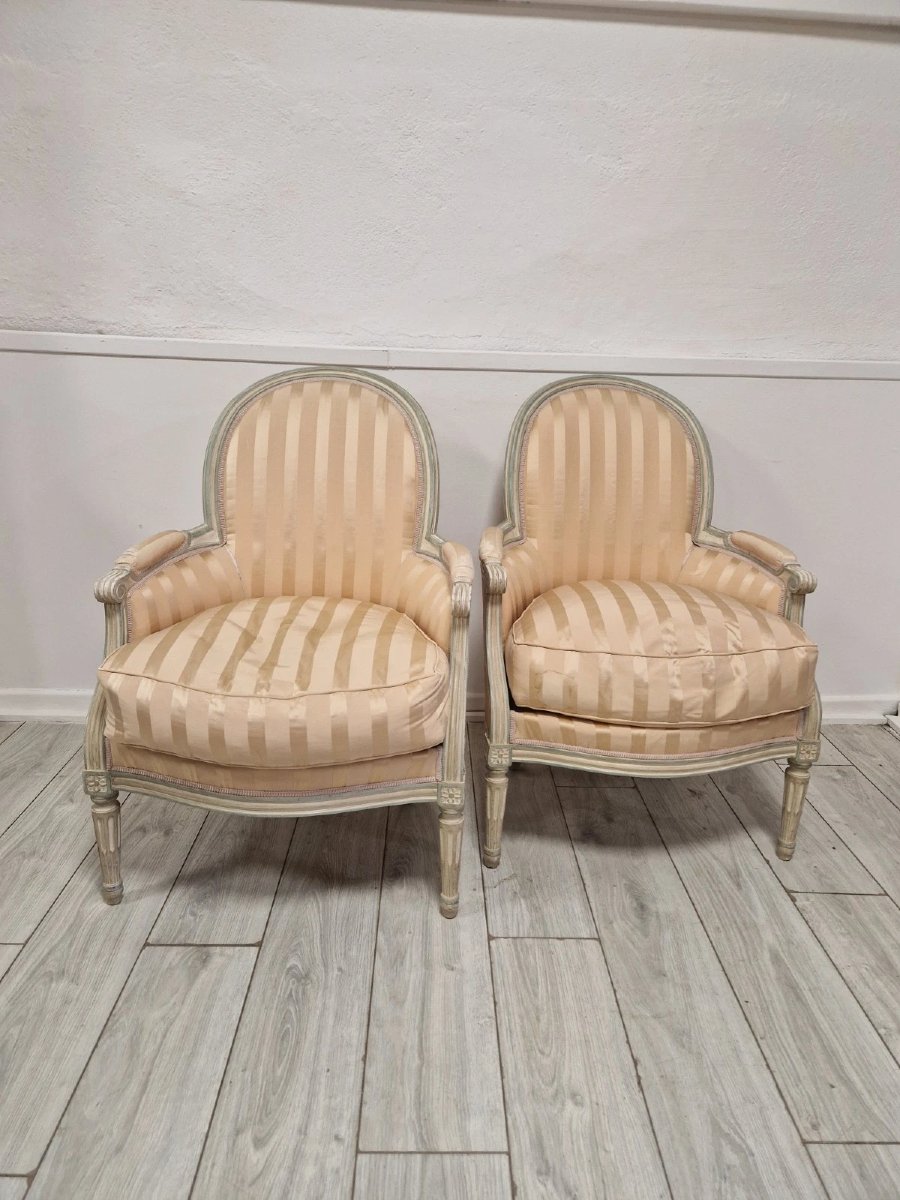 Paire de fauteuils bergères français anciens-photo-2