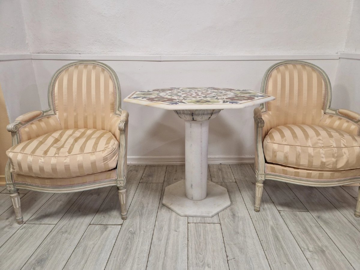 Paire de fauteuils bergères français anciens-photo-4