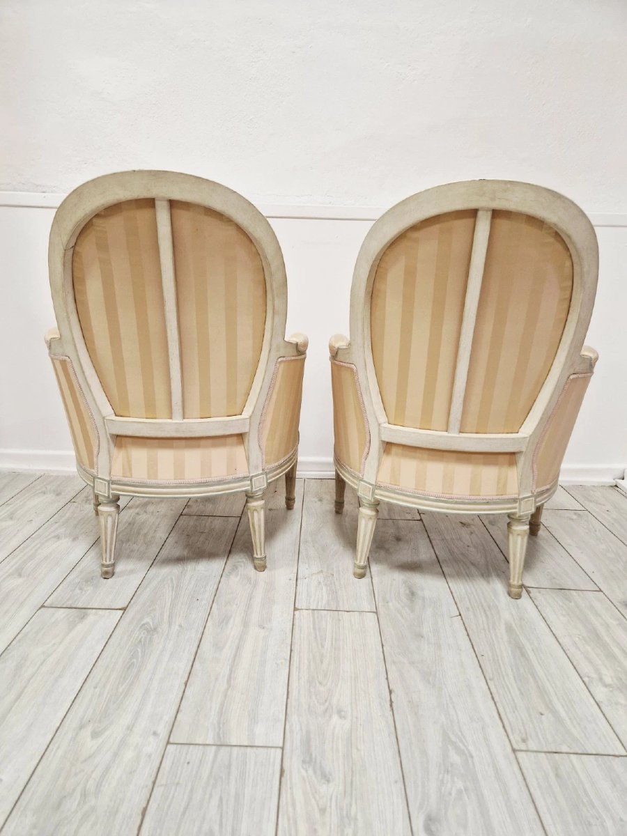 Paire de fauteuils bergères français anciens-photo-6