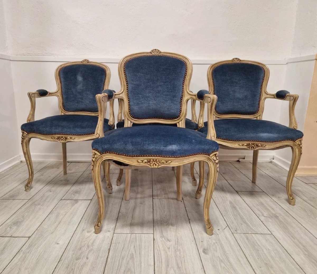 4 chaises de salle à manger françaises anciennes-photo-2