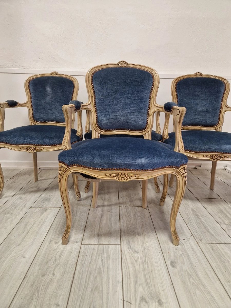 4 chaises de salle à manger françaises anciennes-photo-4