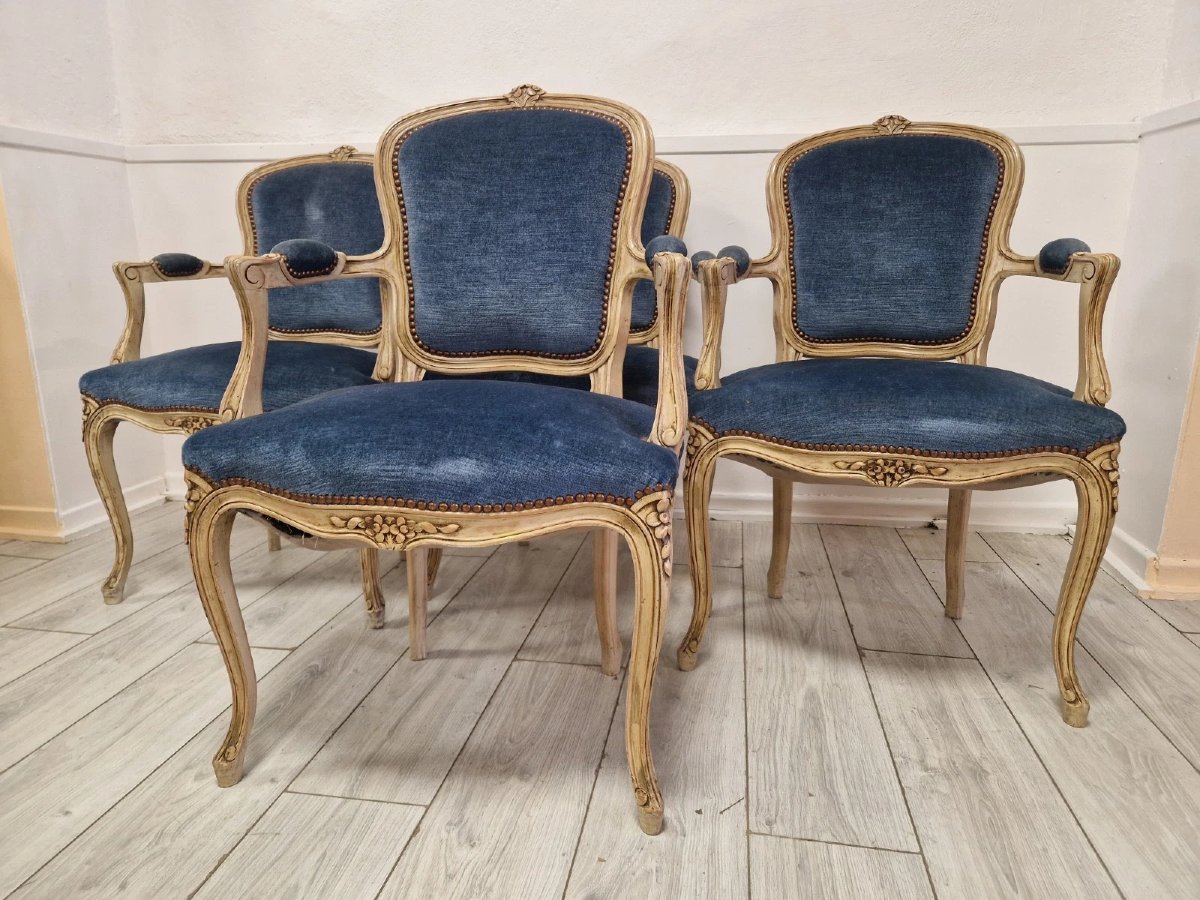 4 chaises de salle à manger françaises anciennes-photo-4