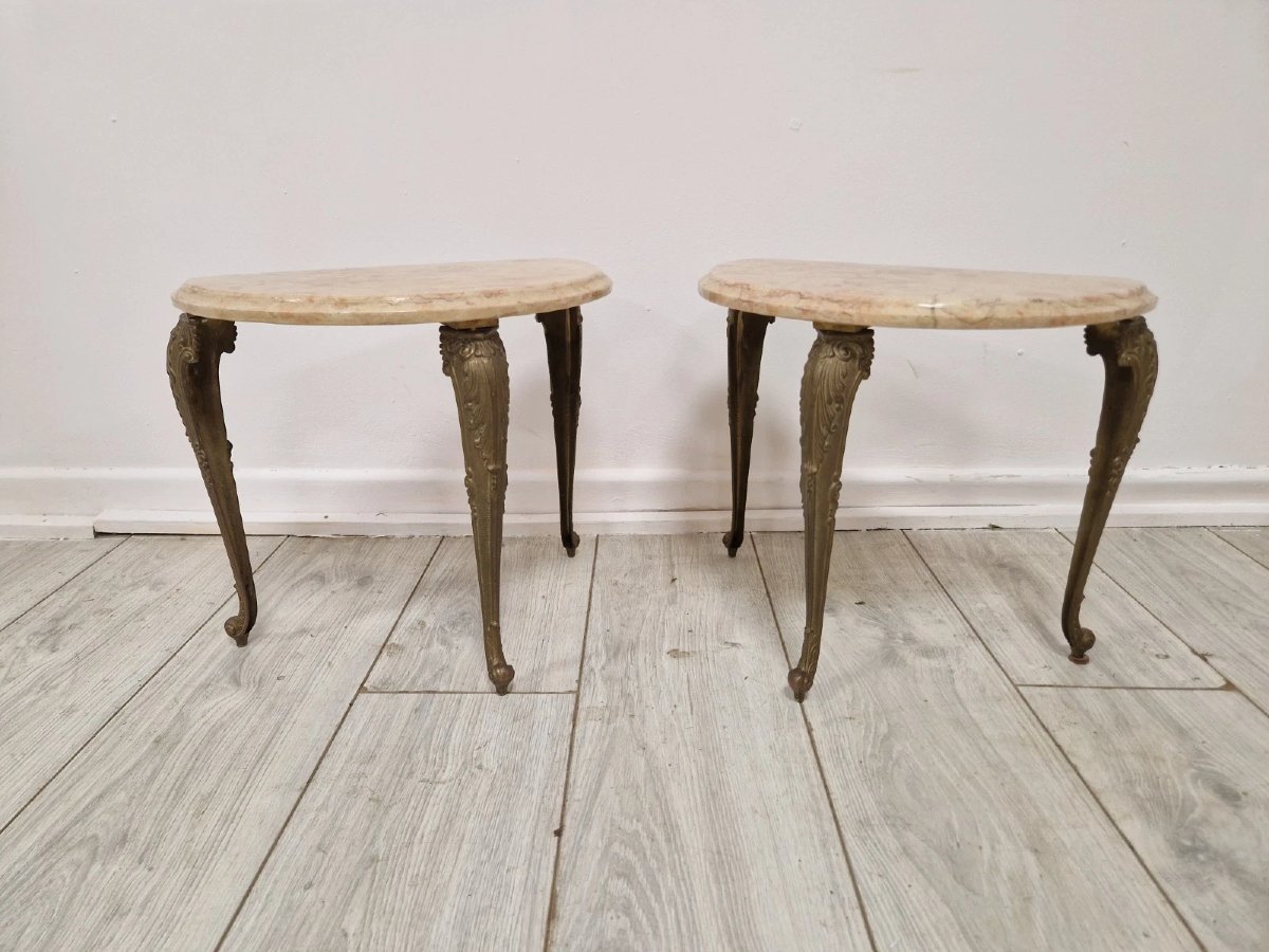 Antique French Bedside Tables With Marble Tops-photo-3