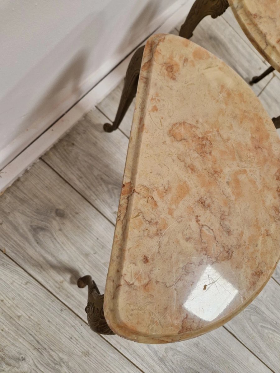 Antique French Bedside Tables With Marble Tops-photo-5