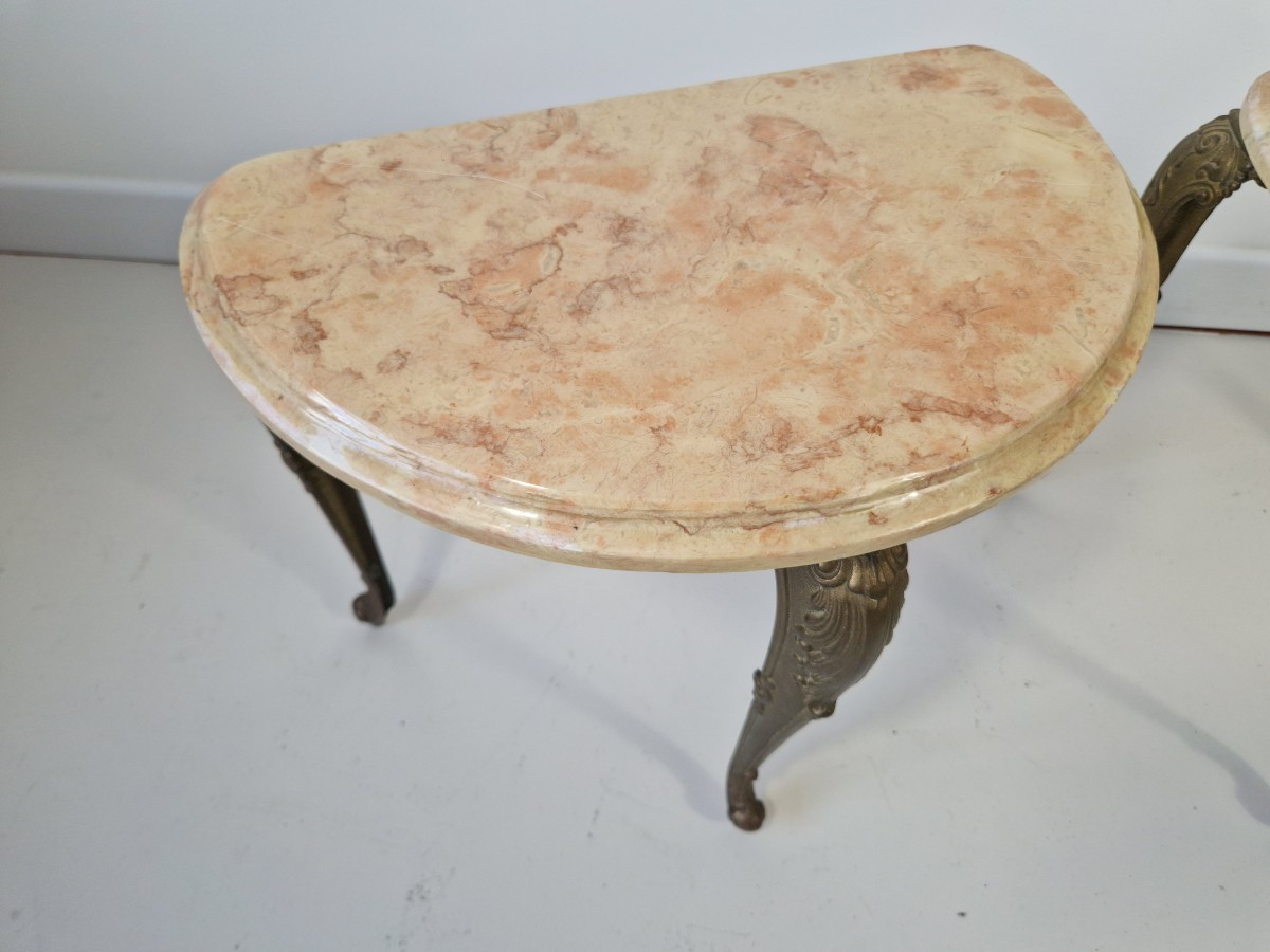 Tables de chevet françaises anciennes avec plateau en marbre-photo-5