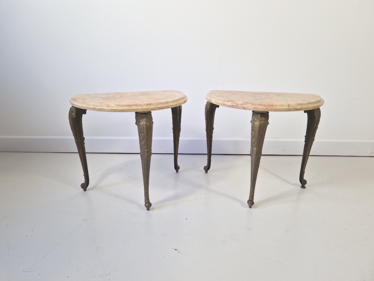 Tables de chevet françaises anciennes avec plateau en marbre