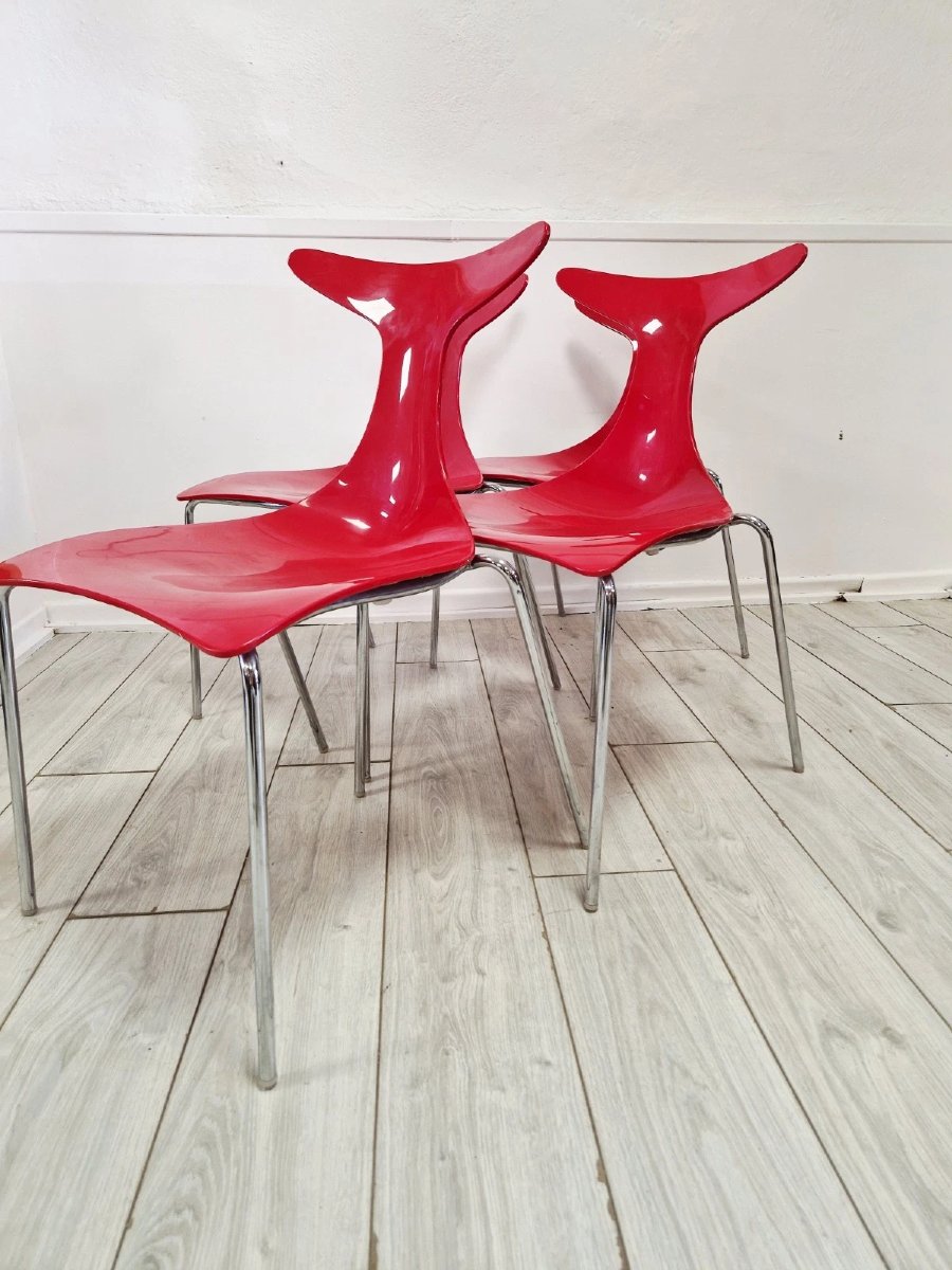Vintage Stackable Chairs Delfy Design Gino Carollo X 4-photo-1