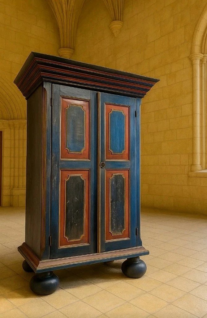 Armoire ancienne peinte de style bavarois en bois-photo-8