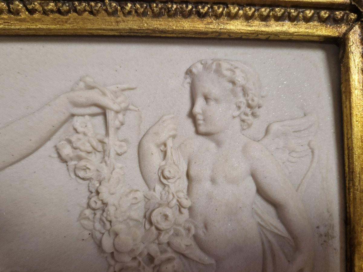 19th-century Bas-relief In A Gilded Rococo Frame-photo-2
