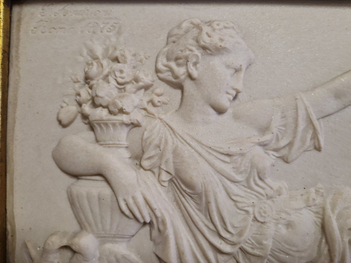 19th-century Bas-relief In A Gilded Rococo Frame-photo-5