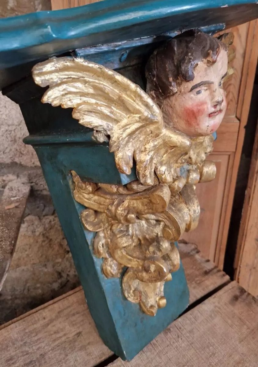 Console d'église ancienne, sculpture religieuse du XIXe siècle-photo-4