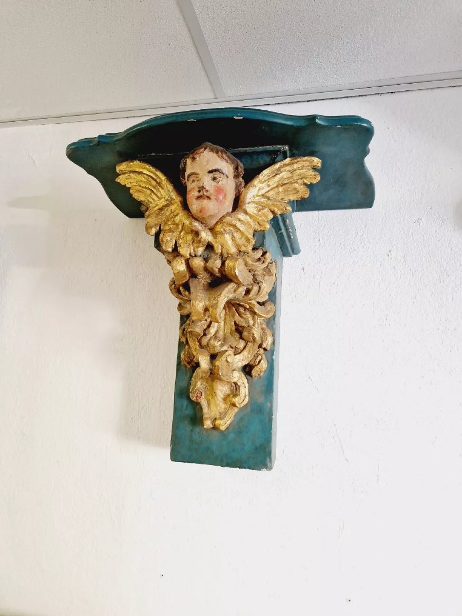 Console d'église ancienne, sculpture religieuse du XIXe siècle-photo-3