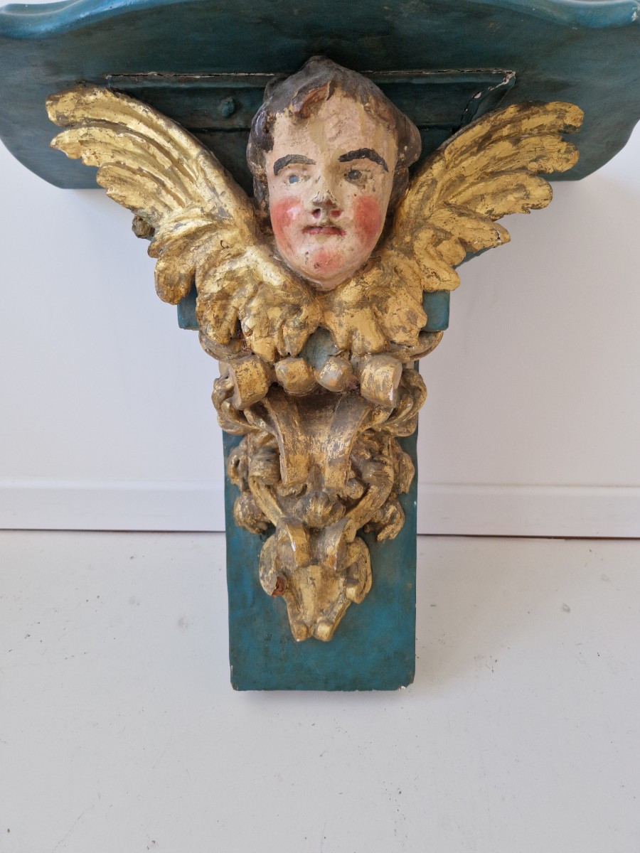 Console d'église ancienne, sculpture religieuse du XIXe siècle-photo-3
