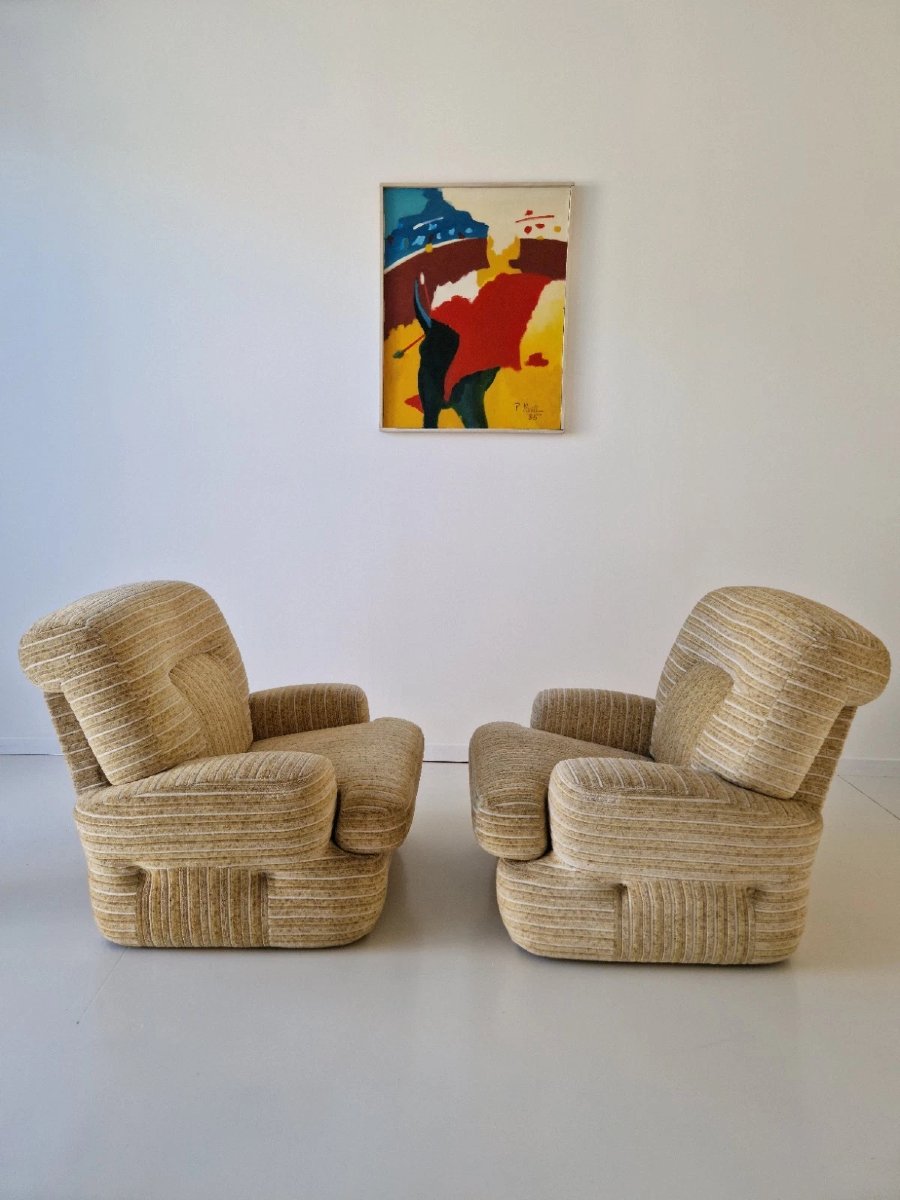 Pair Of Post-modern Italian Club Chairs From The 1970s, Saporiti-photo-2
