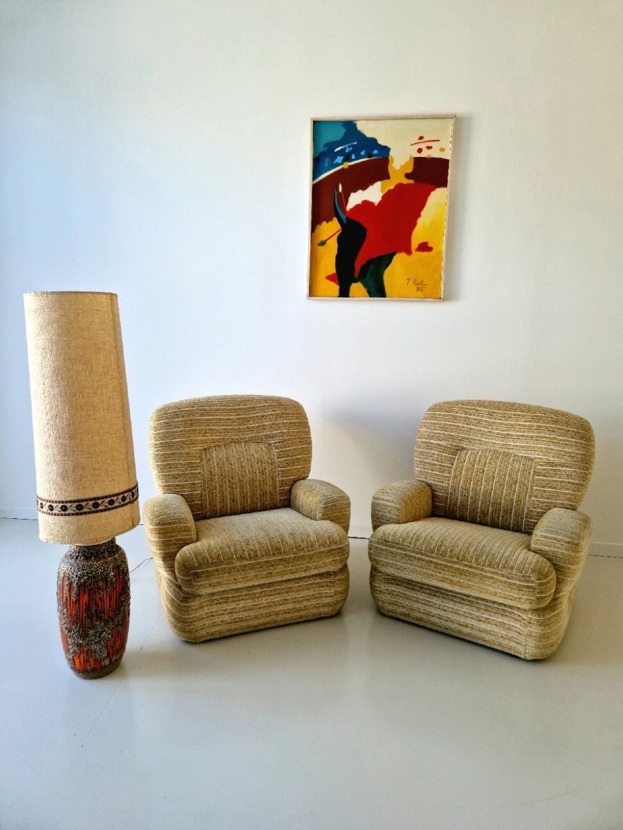 Pair Of Post-modern Italian Club Chairs From The 1970s, Saporiti-photo-1