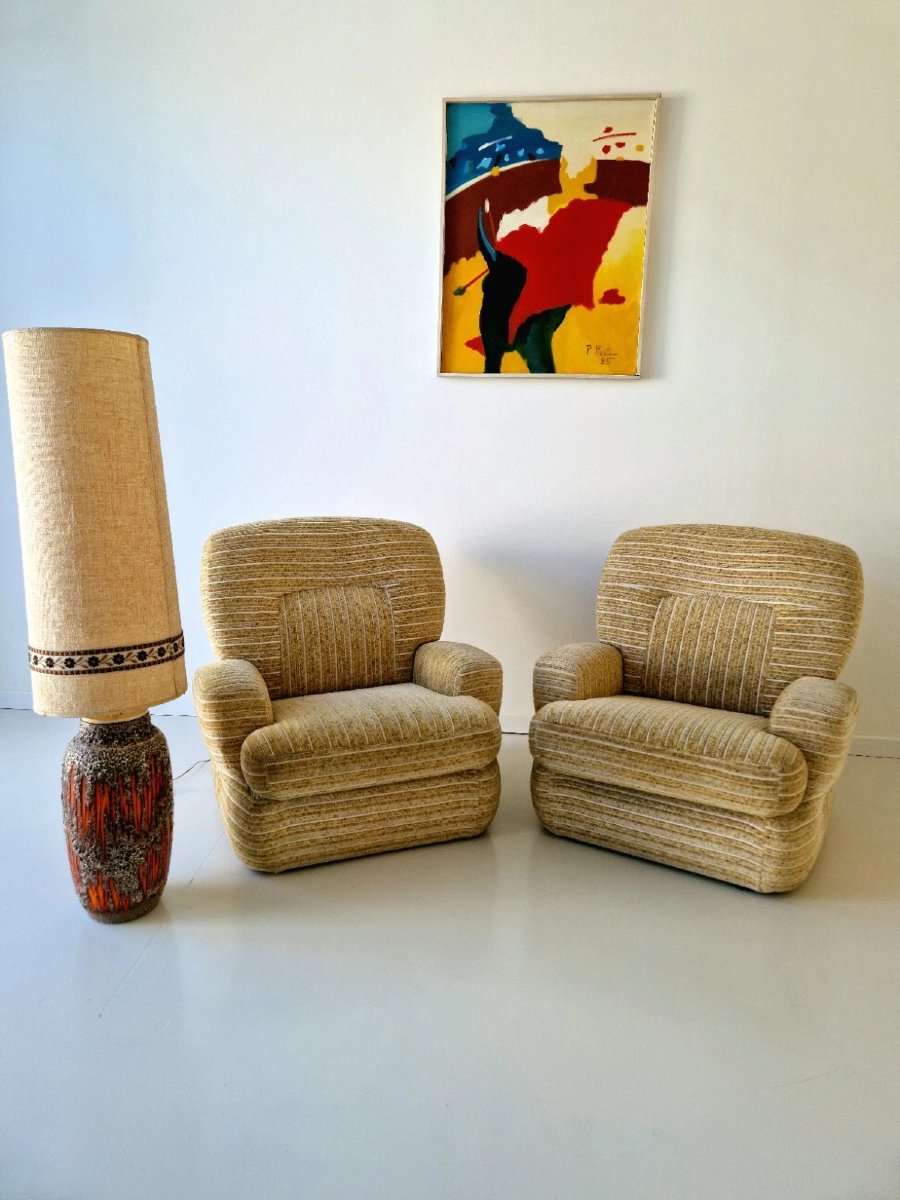 Pair Of Post-modern Italian Club Chairs From The 1970s, Saporiti-photo-5