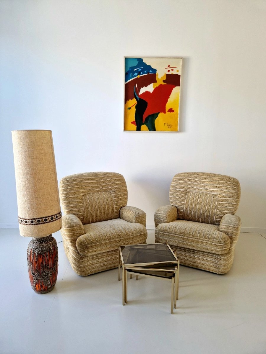 Pair Of Post-modern Italian Club Chairs From The 1970s, Saporiti-photo-7